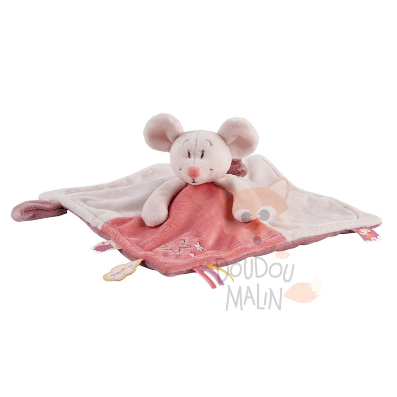 Noukies mia & victoria baby comforter tidou mouse pink star 